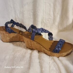 Nicole Blue Wedge Sandals